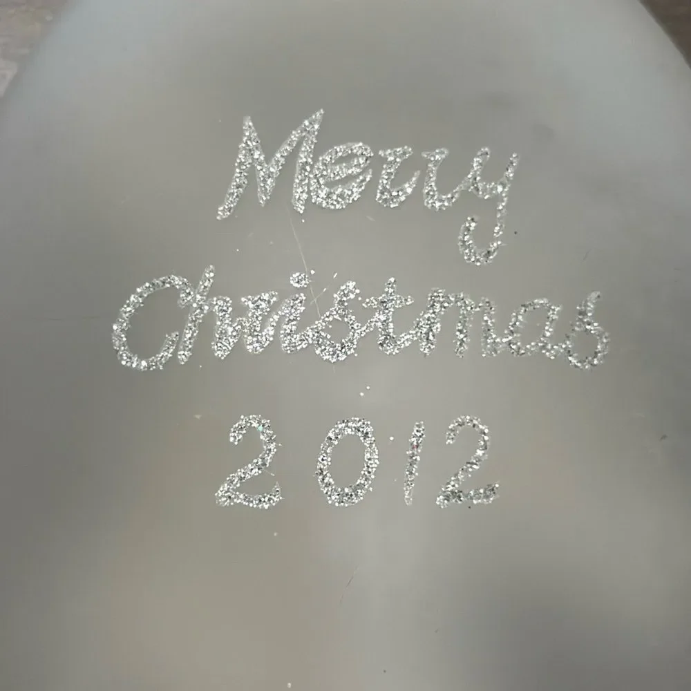 2012 Dated Frosted Glass Christmas Ornament Winter Pine Branch Keepsake